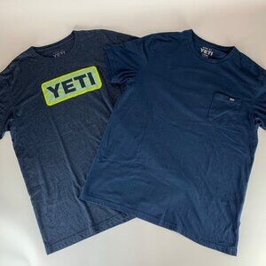 Lot of 2 Yeti Navy Blue Short Sleeve Shirts Mens Large